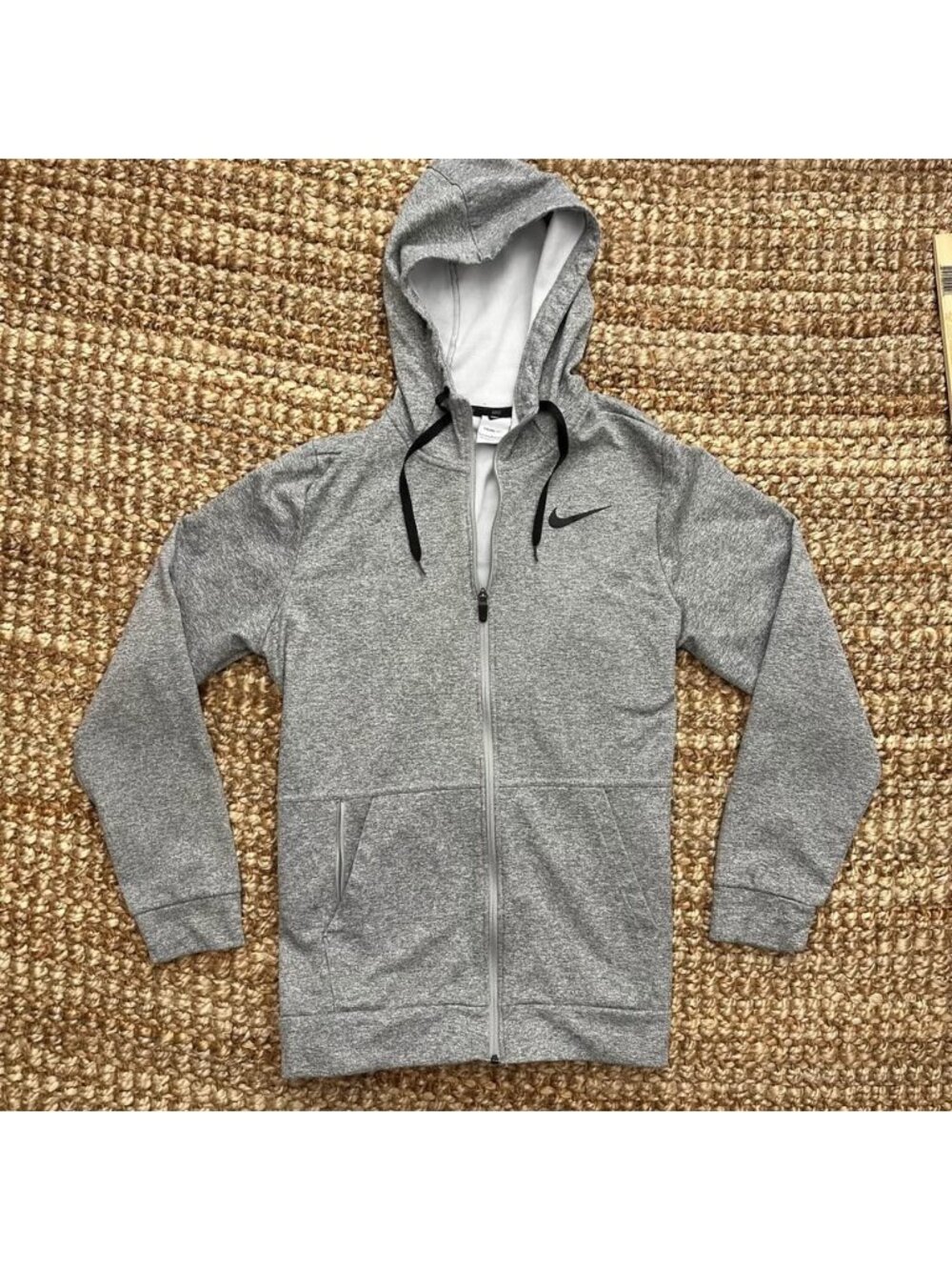 Nike Mens Large Therma Training Hoodie Gray Zip Jacket Zipper Pocket CU6231-063
